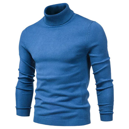 Andrew - Streamlined Look Turtleneck-Bright Blue