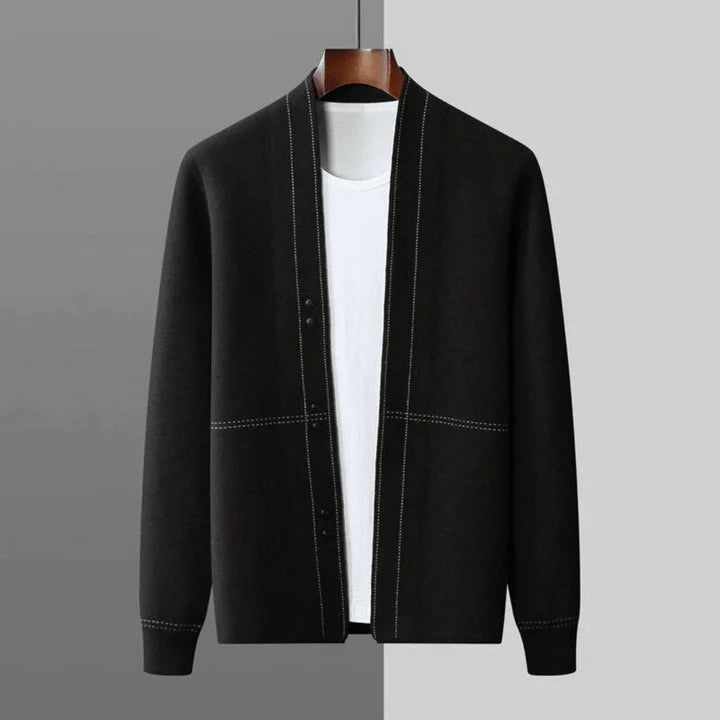 James - Merino Wool Knit Sweater-Black