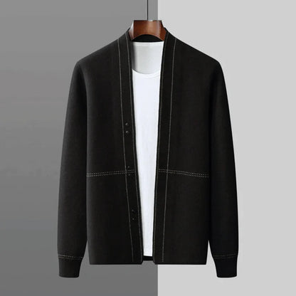 James - Merino Wool Knit Sweater-Black