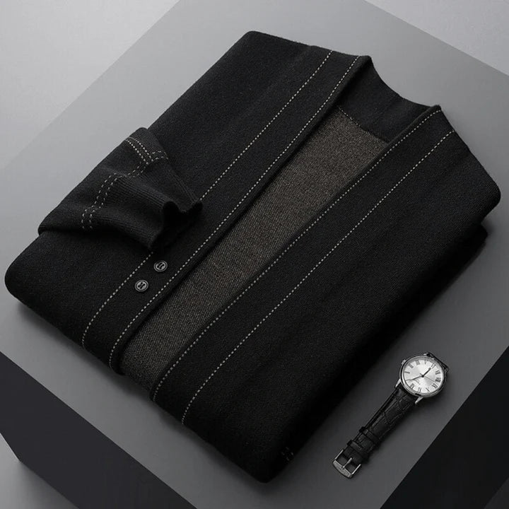James - Merino Wool Knit Sweater-Black