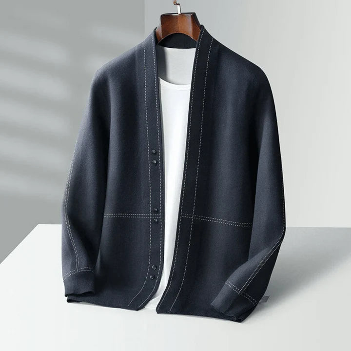 James - Merino Wool Knit Sweater-Blue