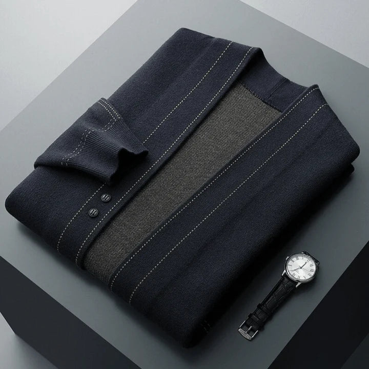 James - Merino Wool Knit Sweater-Blue