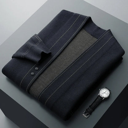 James - Merino Wool Knit Sweater-Blue