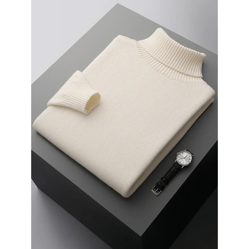 Kevin - High Neck Turtleneck-Beige