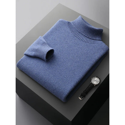 Kevin - High Neck Turtleneck-Blue