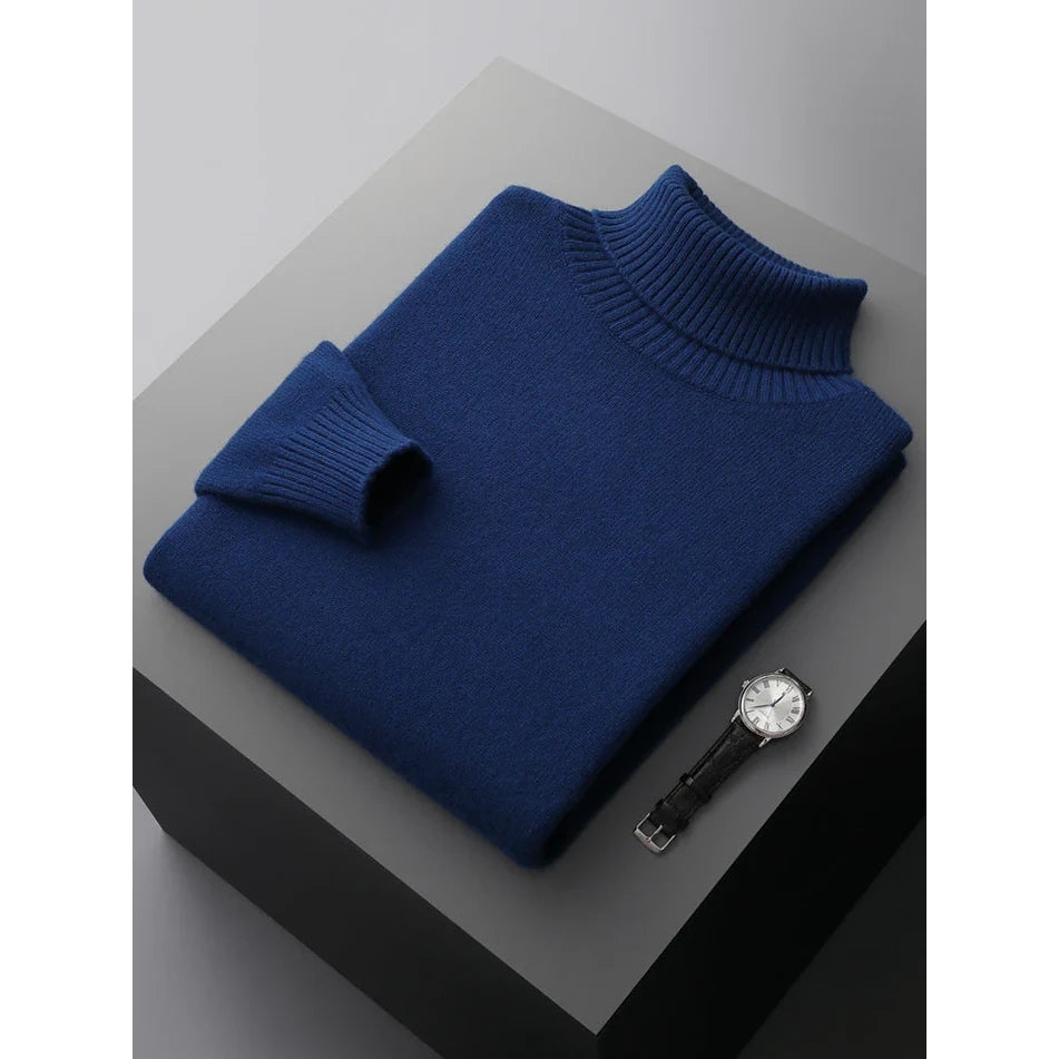 Kevin - High Neck Turtleneck-Dark Blue