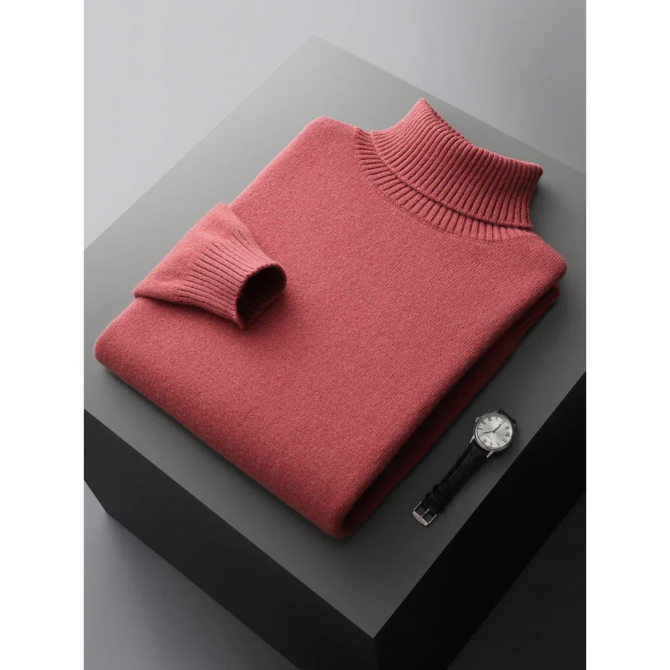 Kevin - High Neck Turtleneck-Red