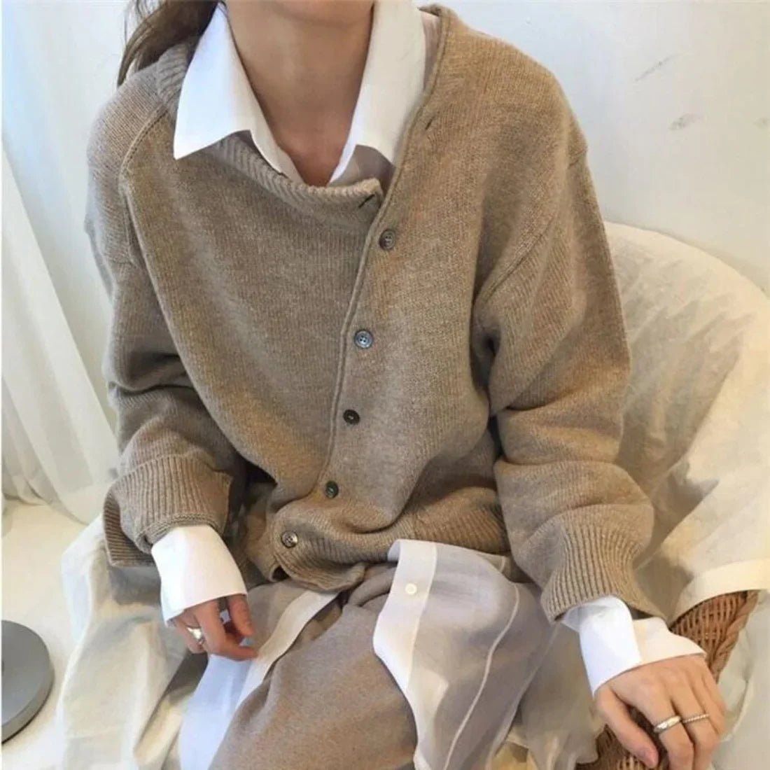 Evelyn - Premium Wool Sweater-Brown