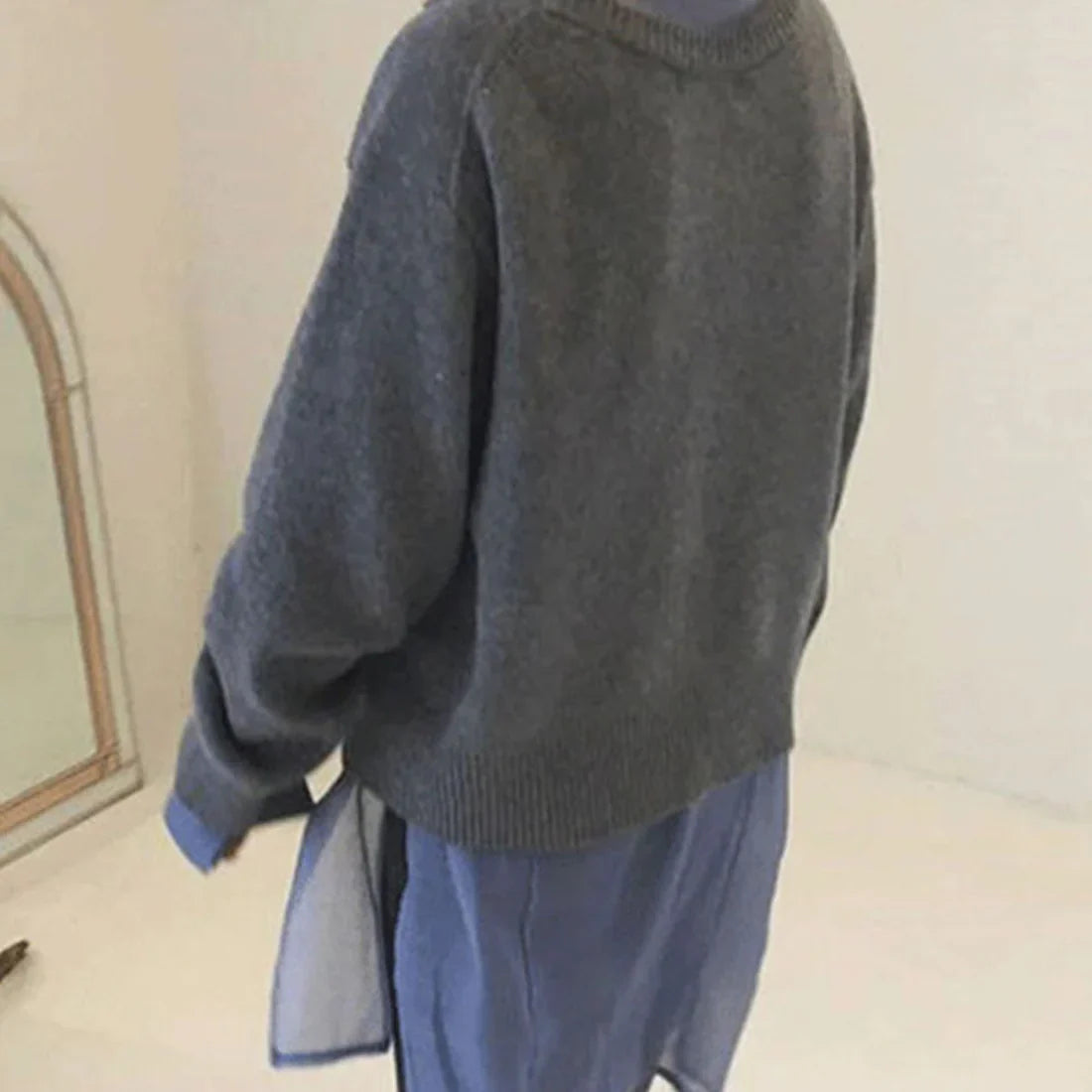 Evelyn - Premium Wool Sweater-Gray