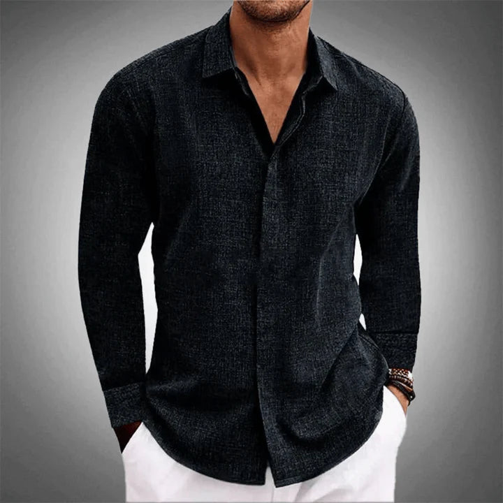 Marco - Classic Button Down Cotton Shirt-Midnight Charcoal