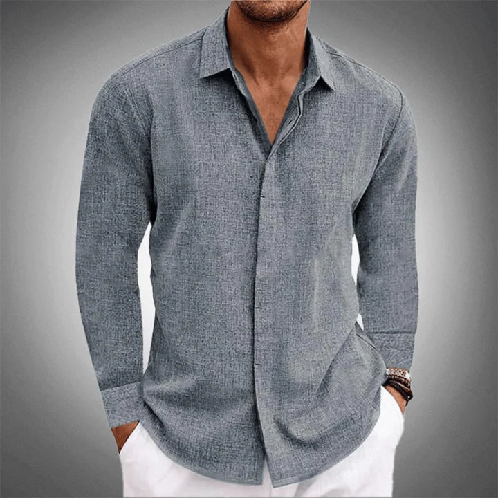 Marco - Classic Button Down Cotton Shirt-Stormy Gray