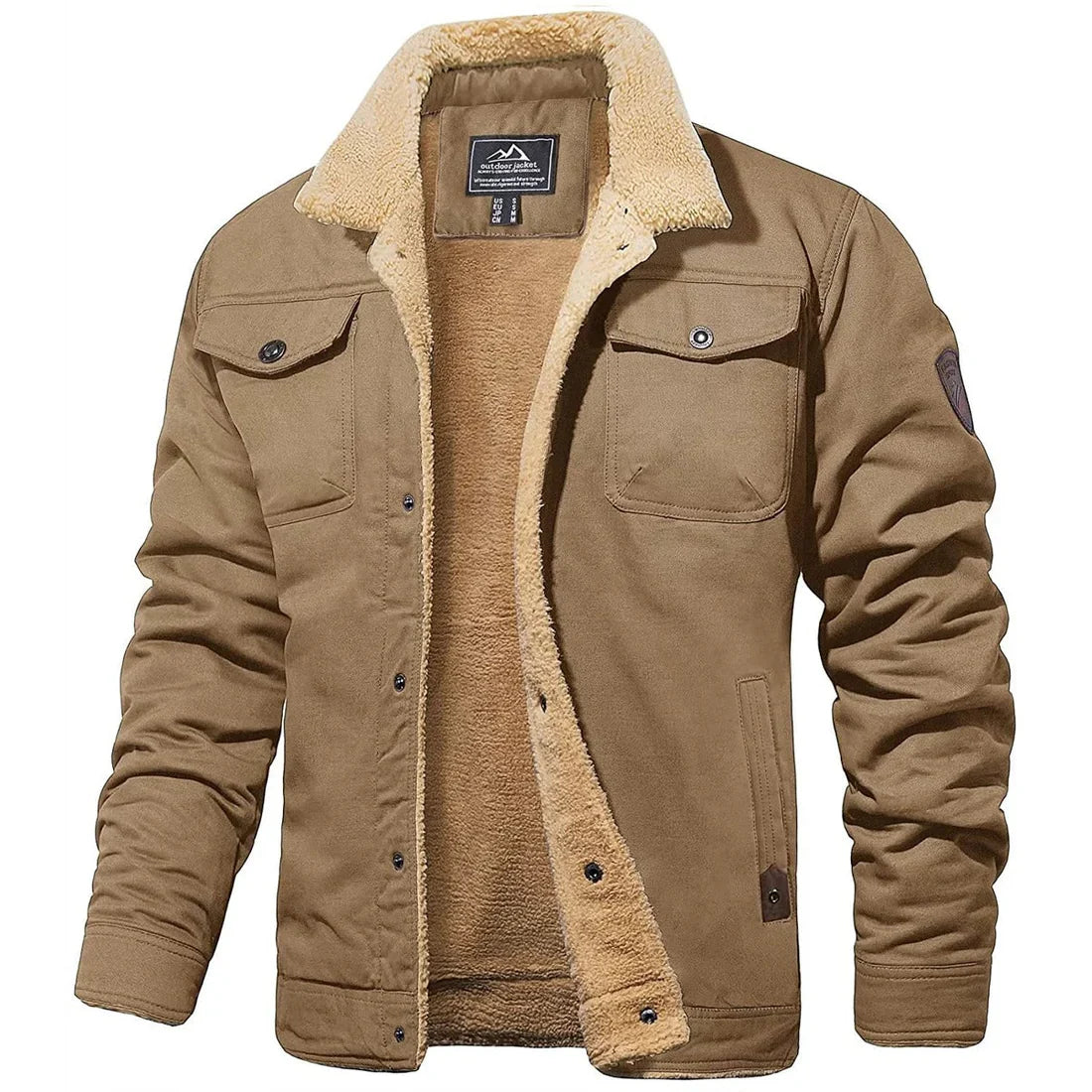 Ernest - Winter Fleece Lined Jacket for Men - Khaki