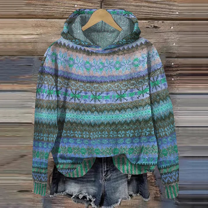 Mary - Vintage Warm Hoodie-Blue