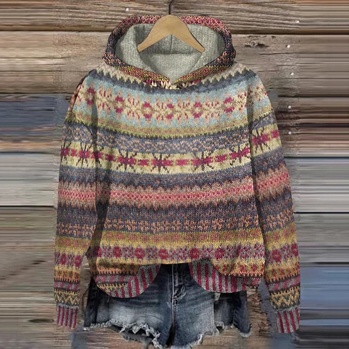 Mary - Vintage Warm Hoodie-Brown