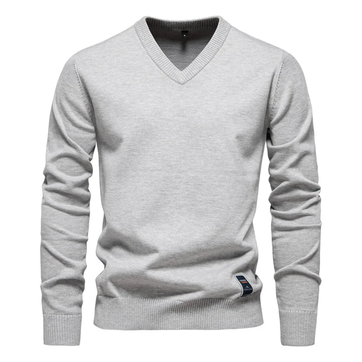Nick - Merino Wool V-neck Sweater-Light Green