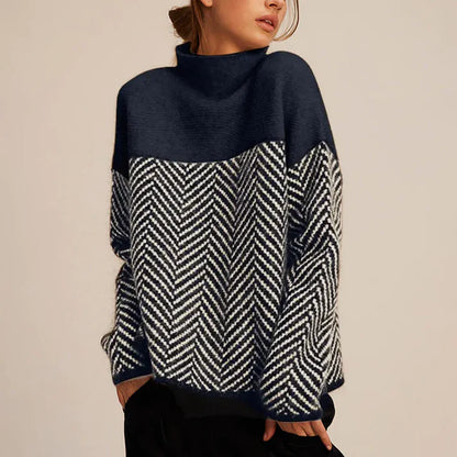 Sophia - Merino Wool Turtleneck Sweater Navy Blue