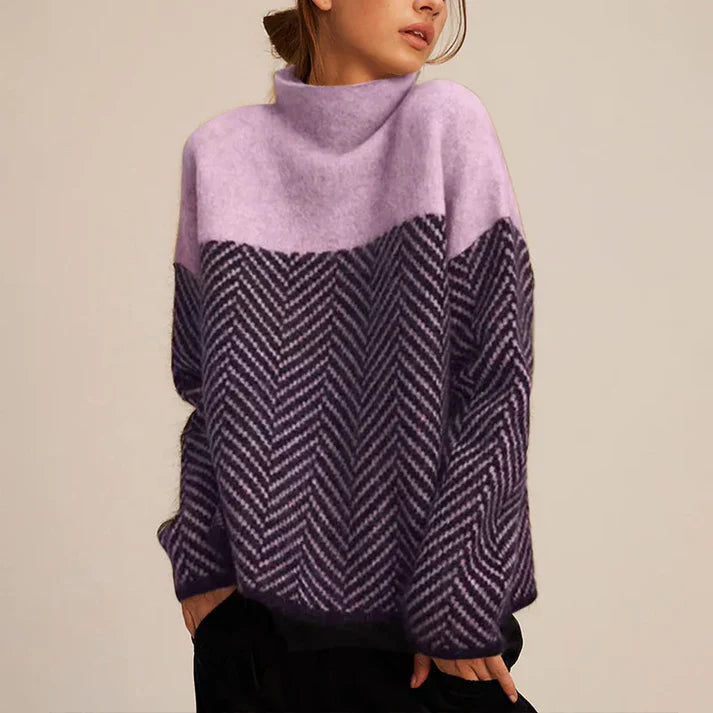 Sophia - Merino Wool Turtleneck Sweater Purple