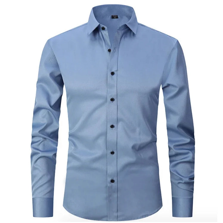 Travis - Slim Look Stretchable Shirt Blue