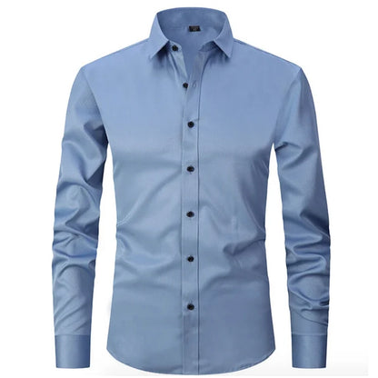 Travis - Slim Look Stretchable Shirt Blue